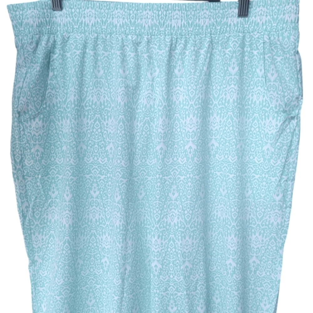 Coolibar Perissa UPF50+ Aire Tapered Pants Cropped Blue White Floral Size XL - Picture 4 of 15